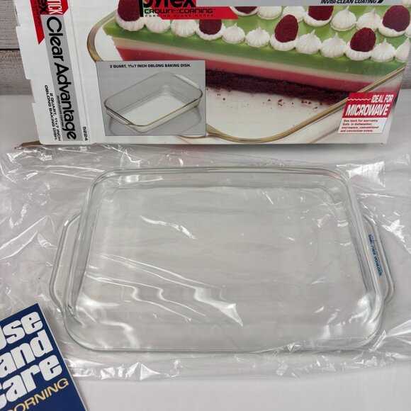 Vintage Pyrex Clear Advantage Non Stick 2 Quart 11x7 Inch Oblong Baking Dish - Picture 3 of 8